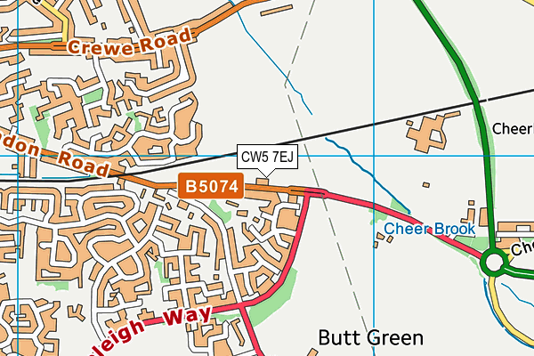 CW5 7EJ map - OS VectorMap District (Ordnance Survey)
