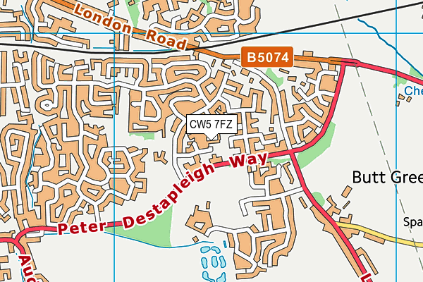 CW5 7FZ map - OS VectorMap District (Ordnance Survey)