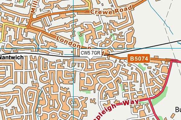 CW5 7GR map - OS VectorMap District (Ordnance Survey)