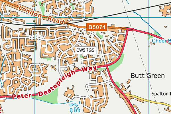 CW5 7GS map - OS VectorMap District (Ordnance Survey)