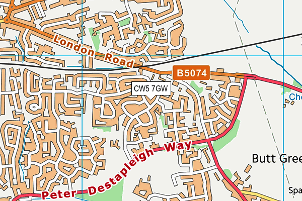 CW5 7GW map - OS VectorMap District (Ordnance Survey)