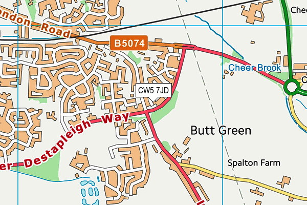 CW5 7JD map - OS VectorMap District (Ordnance Survey)