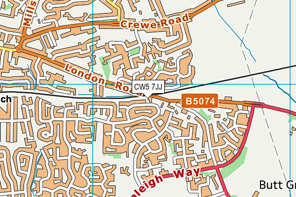 CW5 7JJ map - OS VectorMap District (Ordnance Survey)