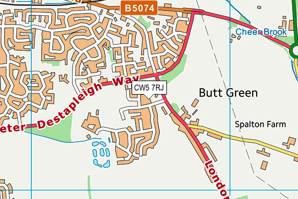 CW5 7RJ map - OS VectorMap District (Ordnance Survey)