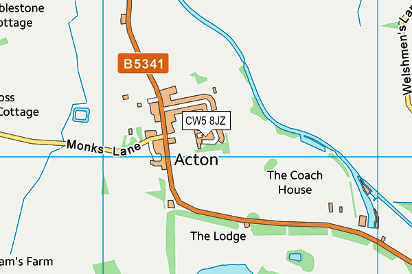 CW5 8JZ map - OS VectorMap District (Ordnance Survey)