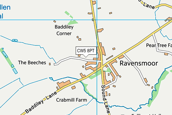 CW5 8PT map - OS VectorMap District (Ordnance Survey)