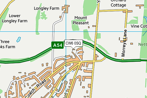 CW6 0SQ map - OS VectorMap District (Ordnance Survey)