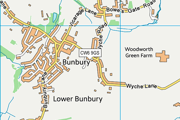 CW6 9GS map - OS VectorMap District (Ordnance Survey)