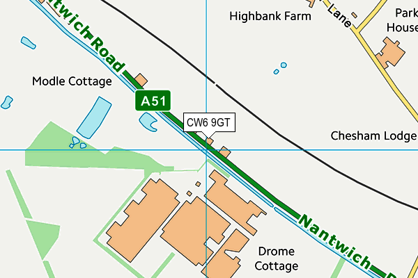 CW6 9GT map - OS VectorMap District (Ordnance Survey)