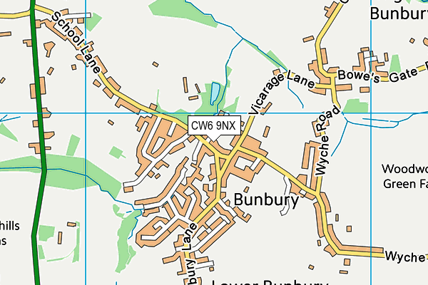 CW6 9NX map - OS VectorMap District (Ordnance Survey)