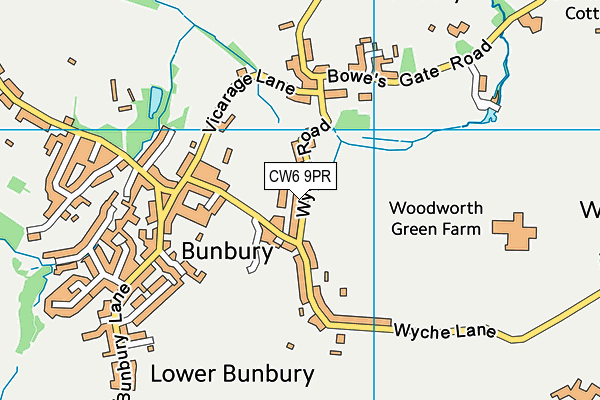 CW6 9PR map - OS VectorMap District (Ordnance Survey)