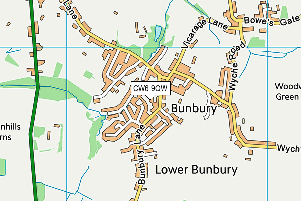 CW6 9QW map - OS VectorMap District (Ordnance Survey)