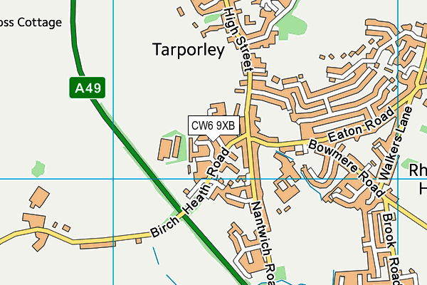 CW6 9XB map - OS VectorMap District (Ordnance Survey)