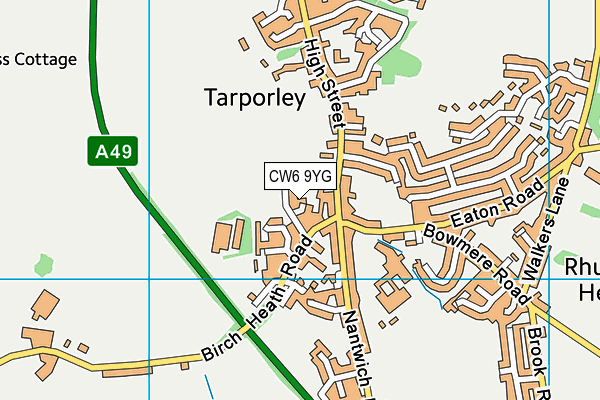 CW6 9YG map - OS VectorMap District (Ordnance Survey)