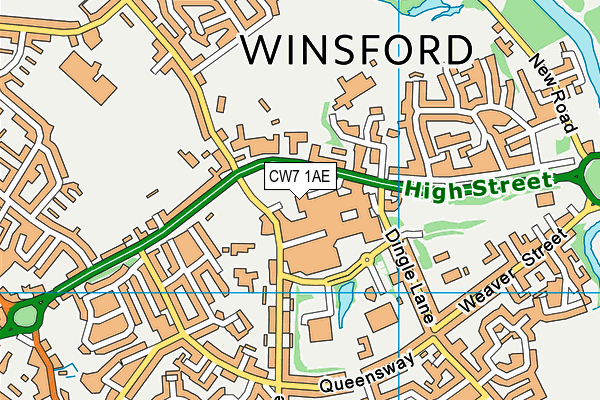 CW7 1AE map - OS VectorMap District (Ordnance Survey)