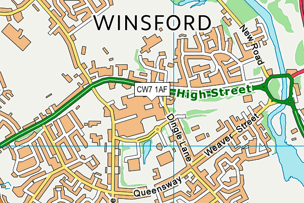 CW7 1AF map - OS VectorMap District (Ordnance Survey)