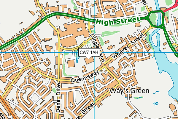 CW7 1AH map - OS VectorMap District (Ordnance Survey)