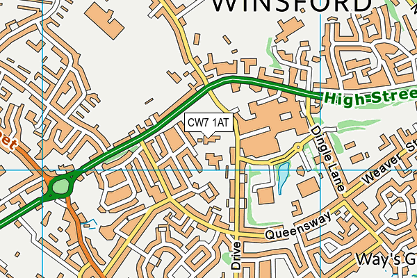 CW7 1AT map - OS VectorMap District (Ordnance Survey)