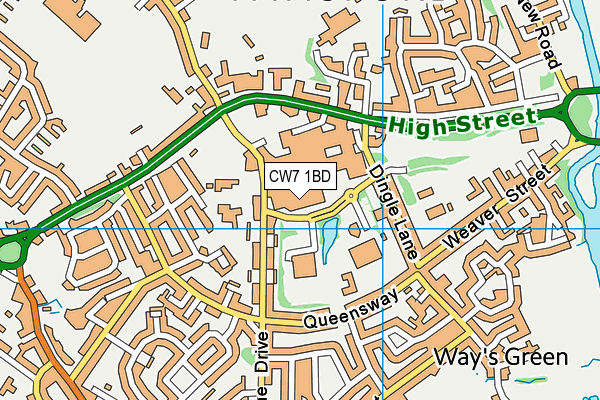 CW7 1BD map - OS VectorMap District (Ordnance Survey)