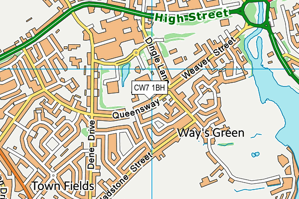 CW7 1BH map - OS VectorMap District (Ordnance Survey)