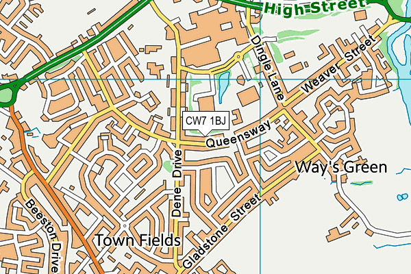 CW7 1BJ map - OS VectorMap District (Ordnance Survey)