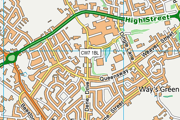 CW7 1BL map - OS VectorMap District (Ordnance Survey)