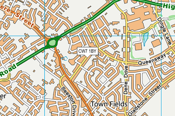 CW7 1BY map - OS VectorMap District (Ordnance Survey)