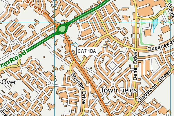 CW7 1DA map - OS VectorMap District (Ordnance Survey)