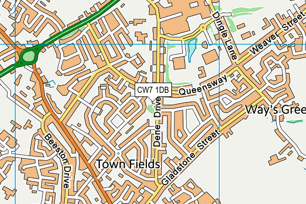 CW7 1DB map - OS VectorMap District (Ordnance Survey)