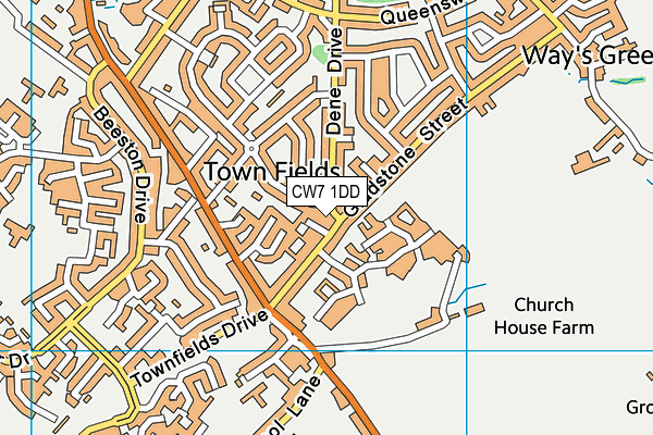 CW7 1DD map - OS VectorMap District (Ordnance Survey)