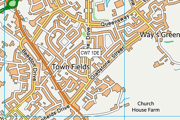 CW7 1DE map - OS VectorMap District (Ordnance Survey)