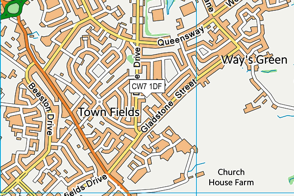 CW7 1DF map - OS VectorMap District (Ordnance Survey)