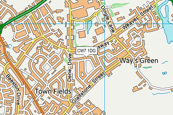 CW7 1DG map - OS VectorMap District (Ordnance Survey)