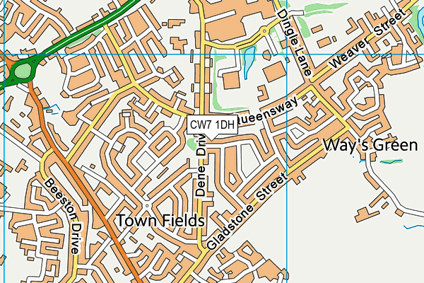 CW7 1DH map - OS VectorMap District (Ordnance Survey)