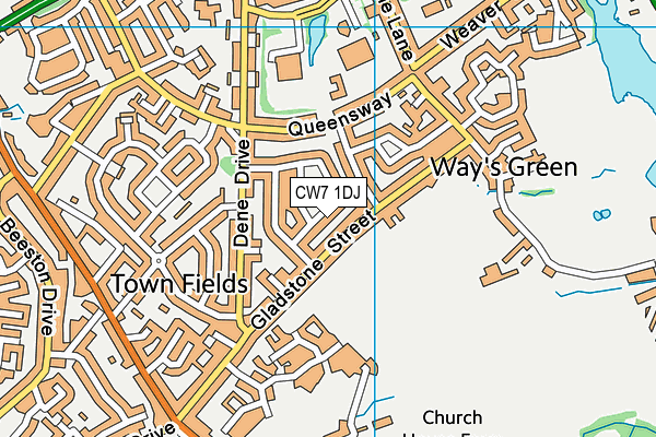 CW7 1DJ map - OS VectorMap District (Ordnance Survey)