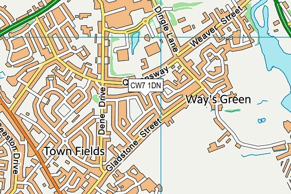 CW7 1DN map - OS VectorMap District (Ordnance Survey)