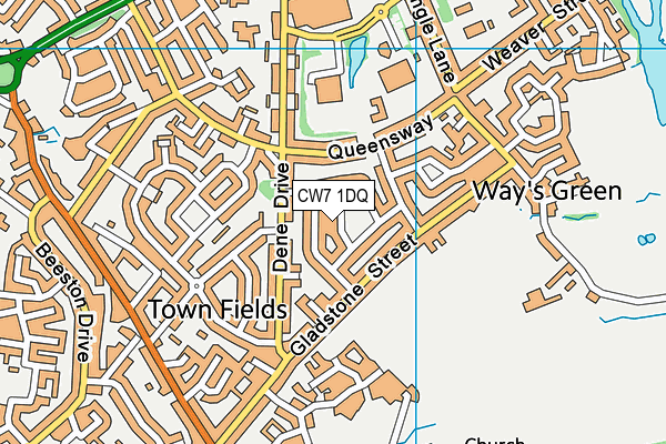 CW7 1DQ map - OS VectorMap District (Ordnance Survey)