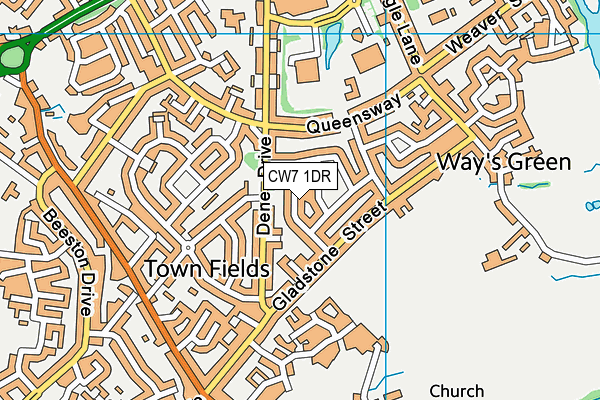 CW7 1DR map - OS VectorMap District (Ordnance Survey)