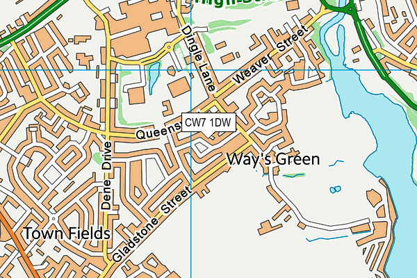 CW7 1DW map - OS VectorMap District (Ordnance Survey)