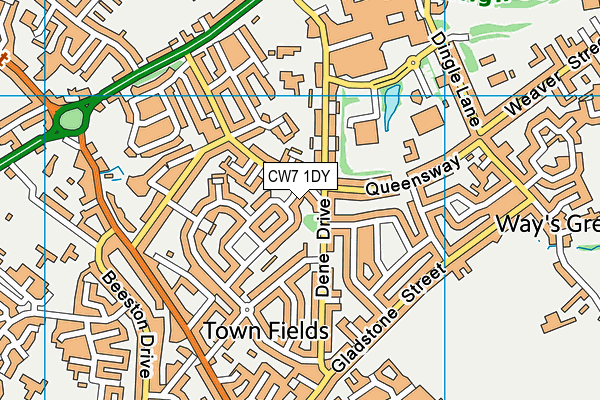 CW7 1DY map - OS VectorMap District (Ordnance Survey)