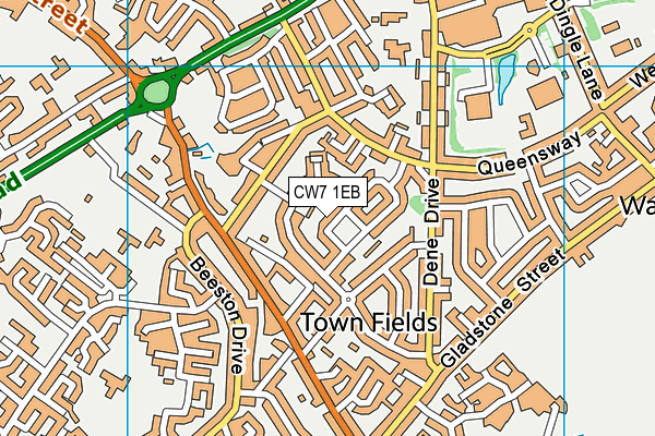 CW7 1EB map - OS VectorMap District (Ordnance Survey)