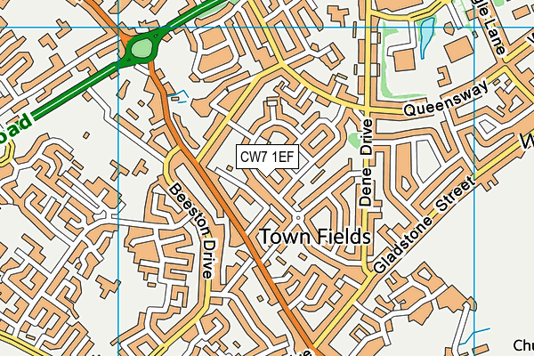 CW7 1EF map - OS VectorMap District (Ordnance Survey)