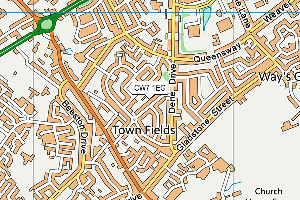 CW7 1EG map - OS VectorMap District (Ordnance Survey)