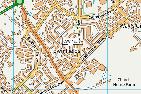 CW7 1EL map - OS VectorMap District (Ordnance Survey)