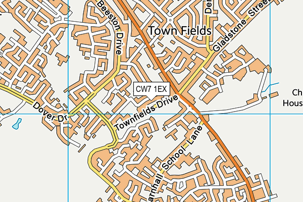 CW7 1EX map - OS VectorMap District (Ordnance Survey)