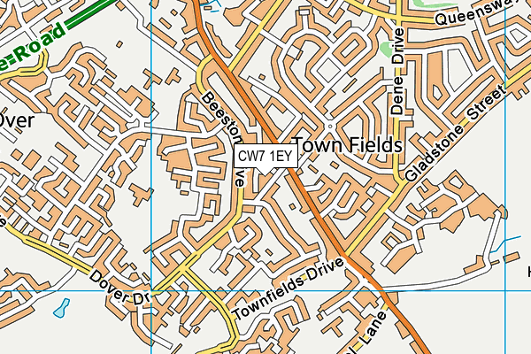 CW7 1EY map - OS VectorMap District (Ordnance Survey)