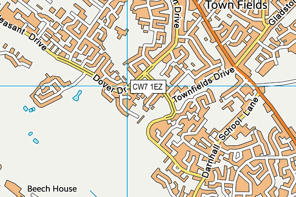 CW7 1EZ map - OS VectorMap District (Ordnance Survey)