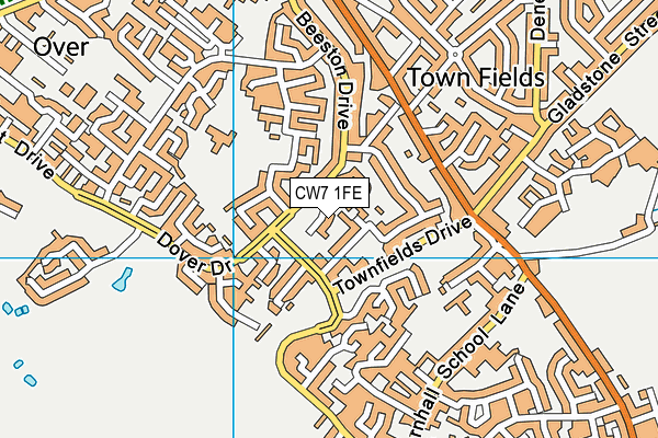 CW7 1FE map - OS VectorMap District (Ordnance Survey)