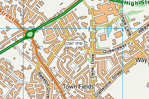 CW7 1FW map - OS VectorMap District (Ordnance Survey)