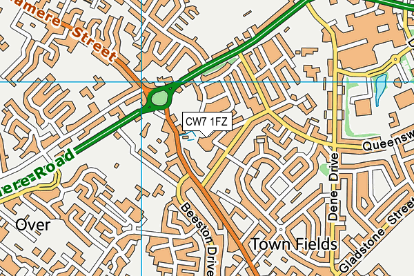 CW7 1FZ map - OS VectorMap District (Ordnance Survey)